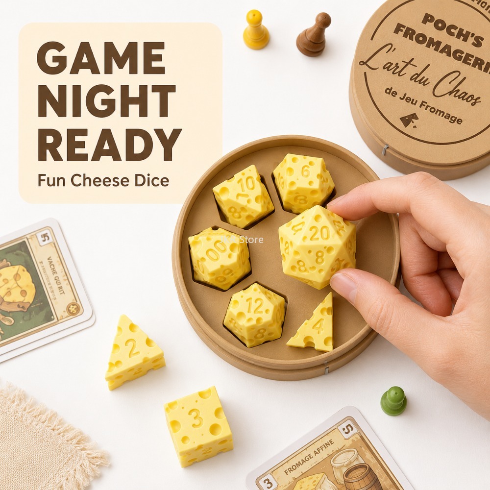 Party Games Classic - Creatieve onregelmatige kaasdobbelstenenset D4 D20 draagbare