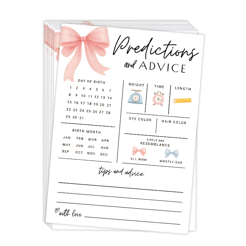 Party Games Baby Shower - 20 stuks babyvoorspellings- en suggestiekaarten -
