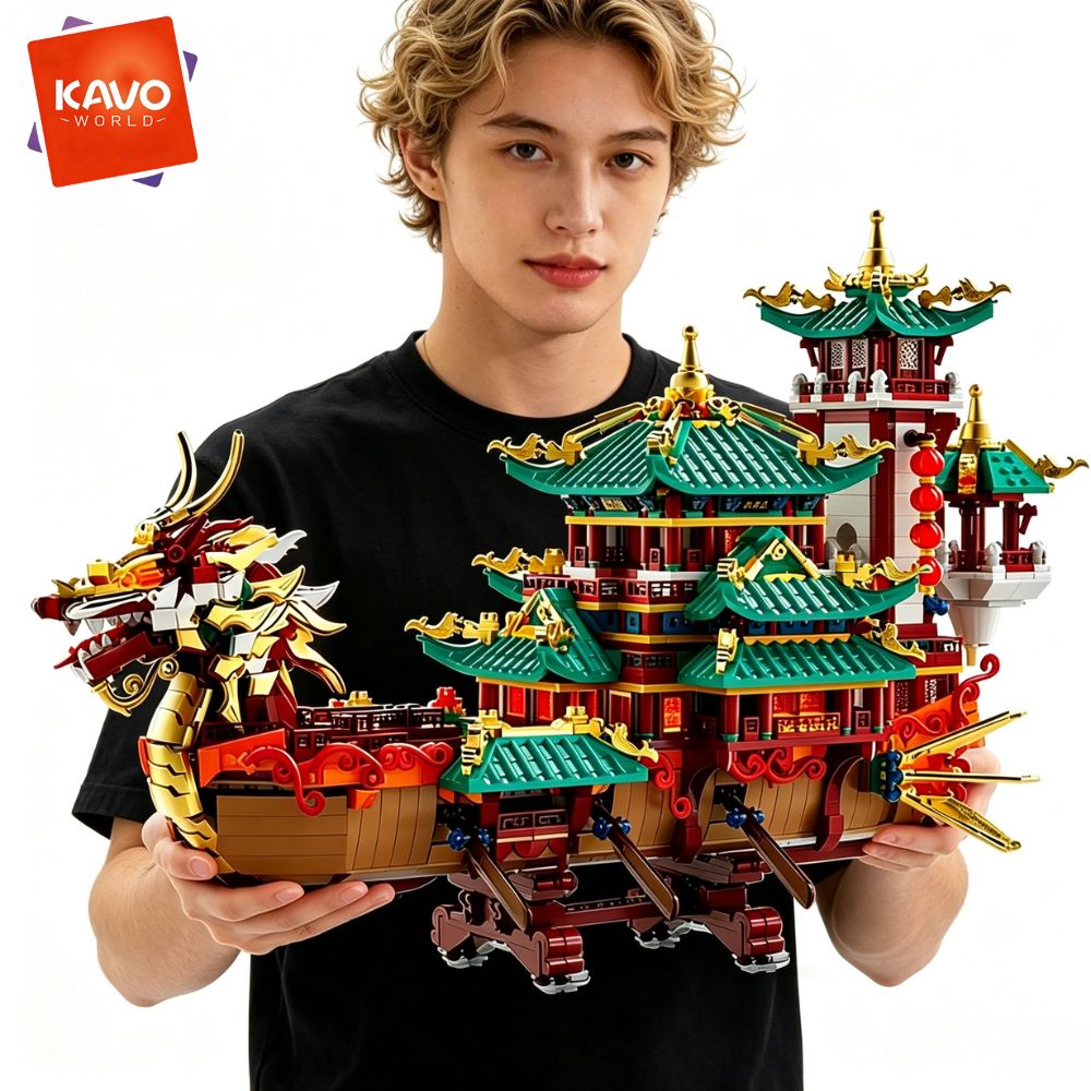 Party Games Meaning - KAVOWORLD 2453-delige Drakenboot Bouwstenen Festival Chinees